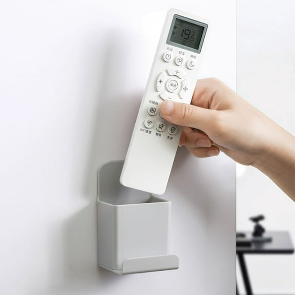 Teissuly Remote Control Storage Boxes, Wall-Mounted Mobile Phone Holder, ABS Paste Wall-Mounted Organizer Box with Hook for Mobile Phone Charging Stand, Storage Box for Home and Office Use - Gray