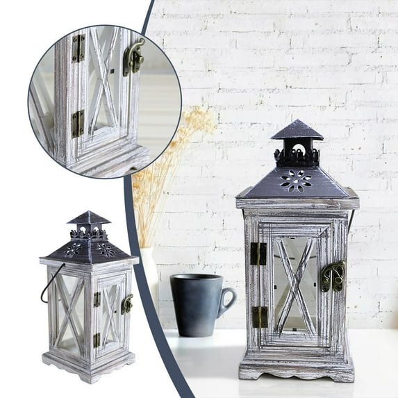Teissuly Retro Wooden Lantern Candle Holder, Soft Decoration Tabletop Features