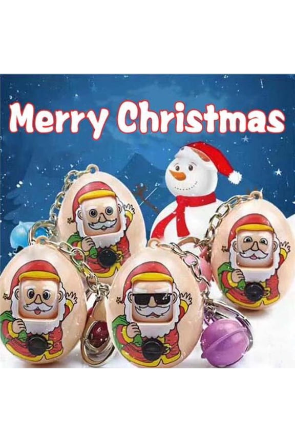 Santa Claus Expression Eggs Keychains Change Face Guessing Christmas Pendant