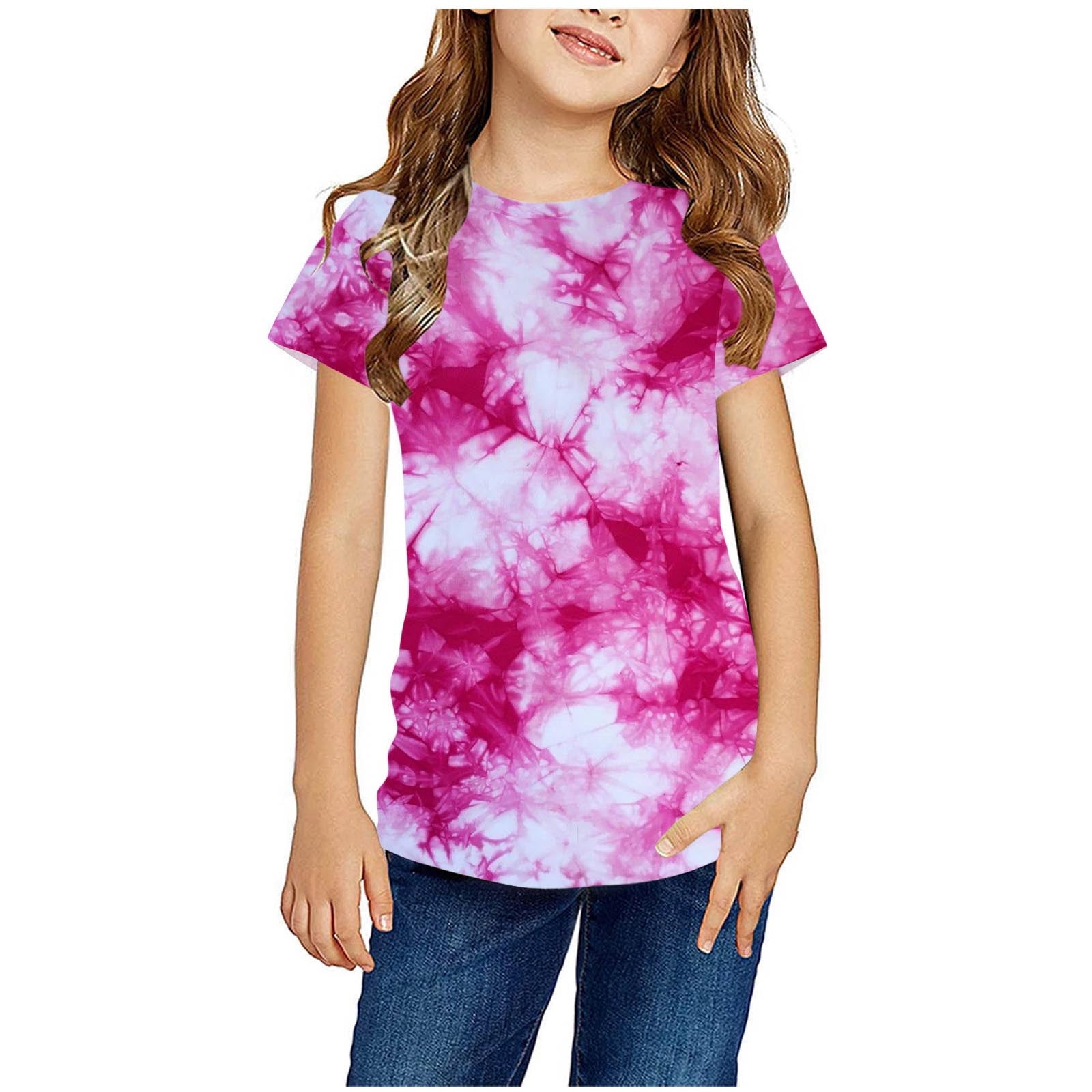 Teissuly Shirts For Kids Short Sleeve Graphic T-Shirt Round Neck Crop ...