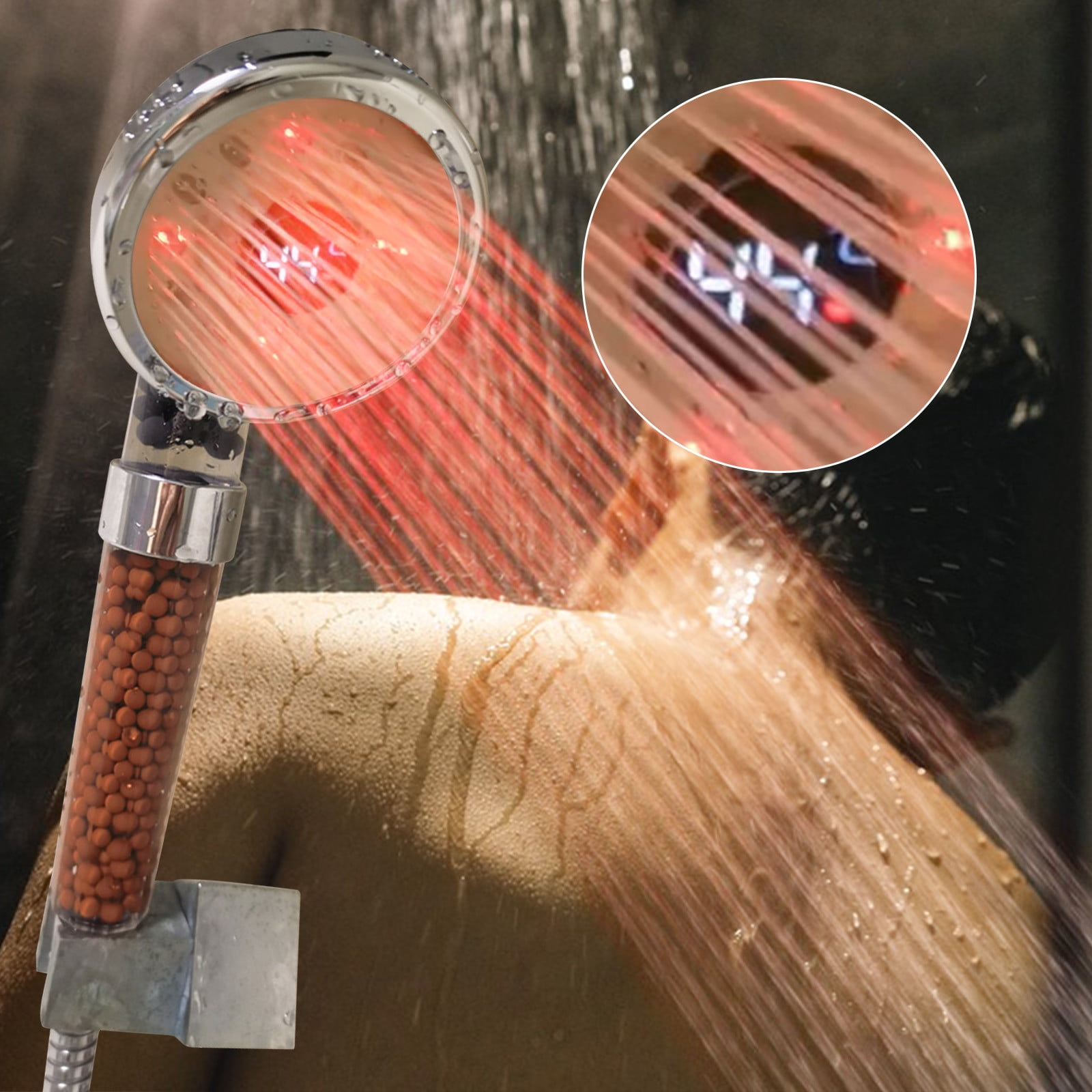 Teissuly Shower Head LED Color Changing, Filter Filtration Water Saving Spray Handheld