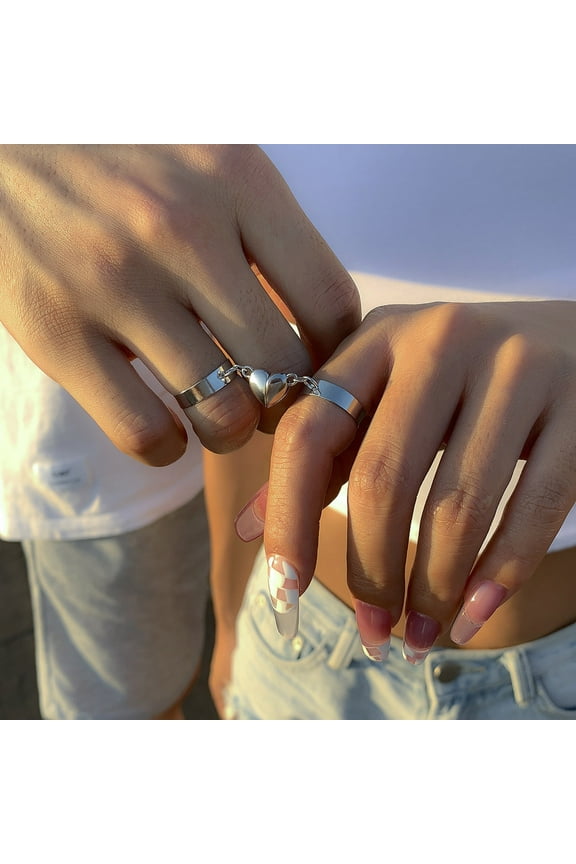 Siamese Rings Fashion Versatile Magnetic Open Couple Rings