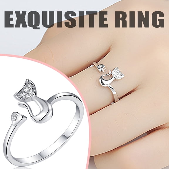 Teissuly Small Fresh Zircon Cute Open Couple