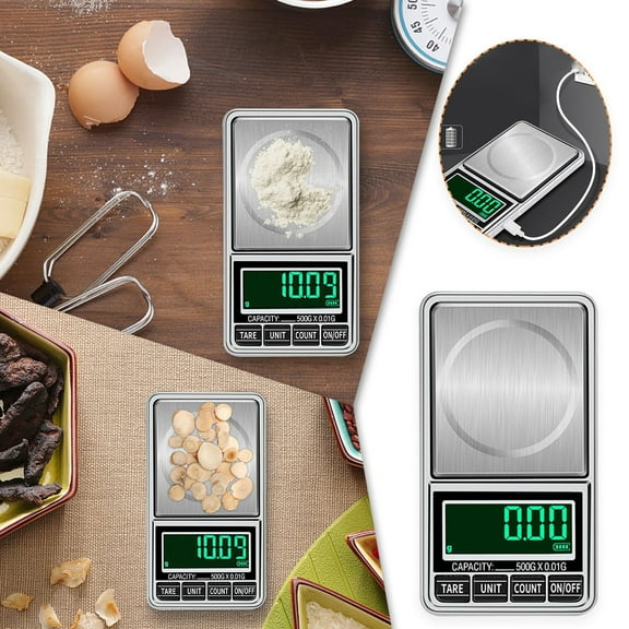Teissuly Small Kitchen Scale USB Charging Mini Food Electronic Scale High Accuracy Cooking Scale Pocket Scale With LCD Display 1kg/0.01