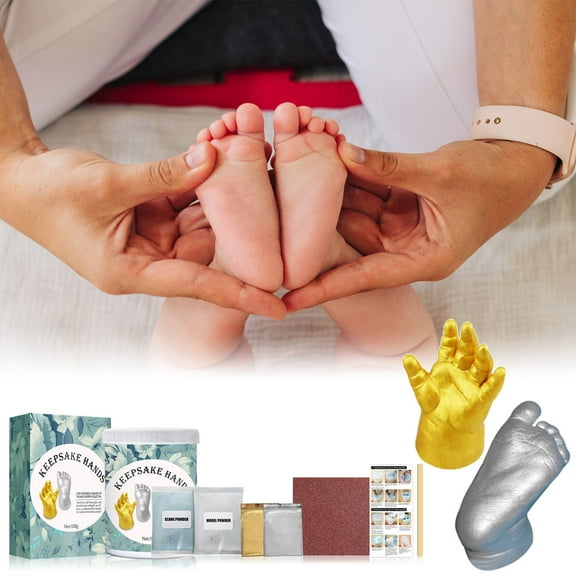 Teissuly Souvenir Hand Casting Kit DIY Plaster Statue Modeling 3D Crafts Creative Powder Plaster Casting Kit Keepsake Kids Birthday Footprint Growth Memorial Gift