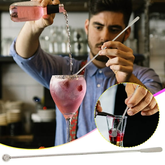 Teissuly Stainless Steel Coffee Beverage Stirrers Stir Cocktail Drink Swizzle Stick With Small Rectangular Paddles