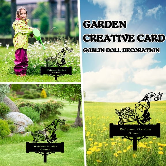 Teissuly Steel Branch Gnomes Decoration Metal Tree Art Metal Gnomes Garden Steel