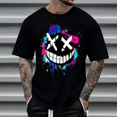Teissuly Summer Fashion Casual Men's Round Neck Printed T-shirt Top