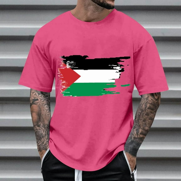 Teissuly Summer Fashion Casual Men's Round Neck Printed T-shirt Top