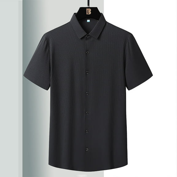 Teissuly Summer Ice Silk Shirt Workwear Thin Ice Feel Double Size Loose Drop Feel Breathable And Wicking Short Sleeves
