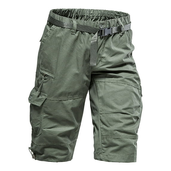 Teissuly Summer Loose Casual Pants Shorts Men's Straight Cut Cropped Pants Youth Cotton Breathable And Wear