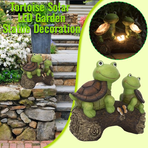 Teissuly T urtles Solar LED Garden Statue Resin Decoration Perfect Gift