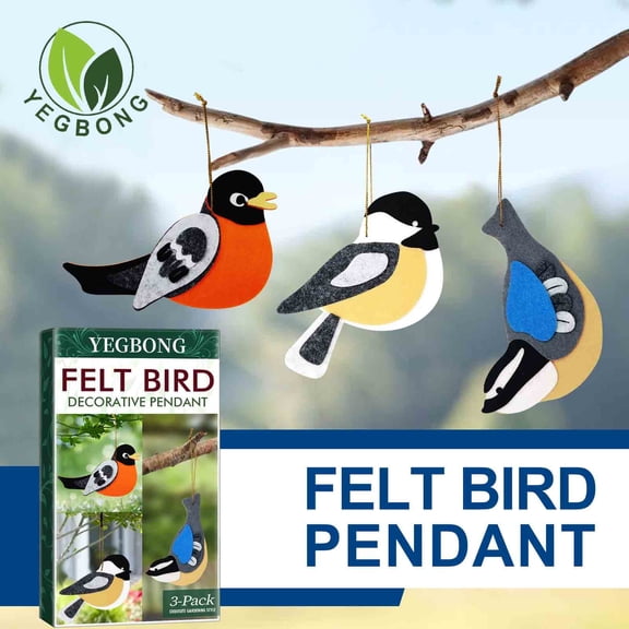 Teissuly Tit Sewing Pattern Backyard Bird Decoration Garden Branch Pendant Cartoon Felt Cloth Color Bird Home Balcony Window Christmas Decorations