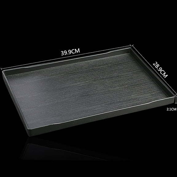 Teissuly Tray Rectangular Water Cup Tea Tray Black Antislip Plastic Tray