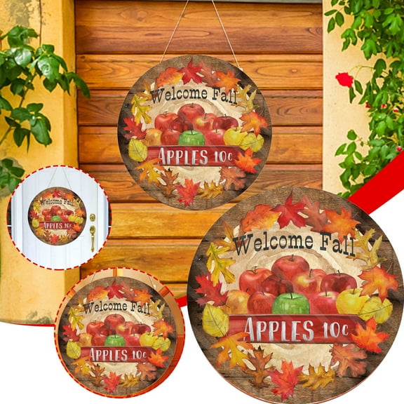 Teissuly Welcome Fall Maple Leaves Sign for Front Door Decor, Autumn Leaf Rustic Wood Door Hanger for Outdoor Outside Porch, Farmhouse Thanksgiving Wooden Wreath Indoor Wall Hanging Decoration