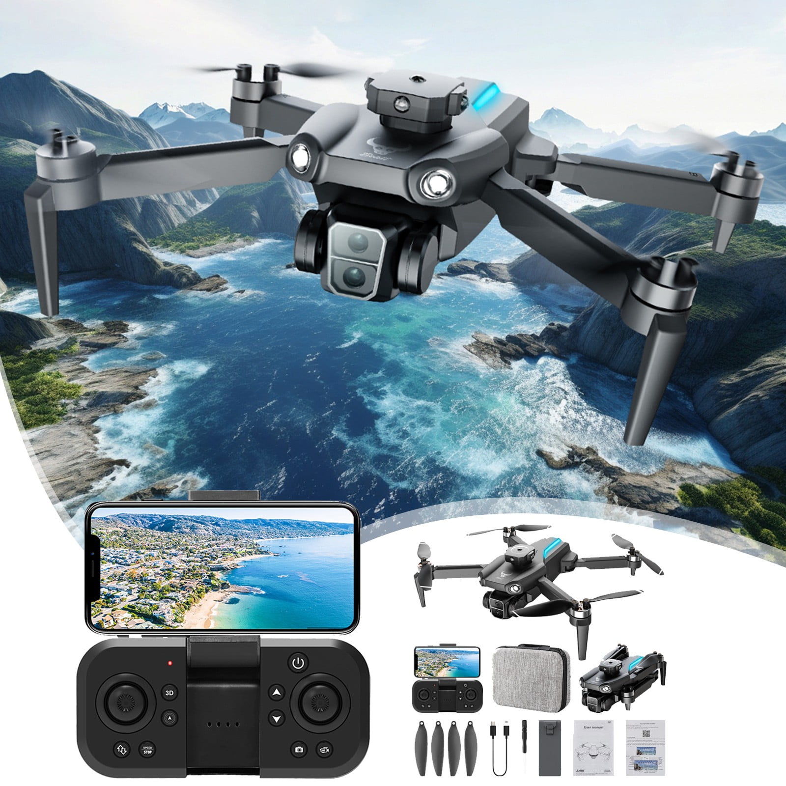Teissuly WiFi FPV Drone With 4K HD ESC Camera Altitude Hold Mode ...