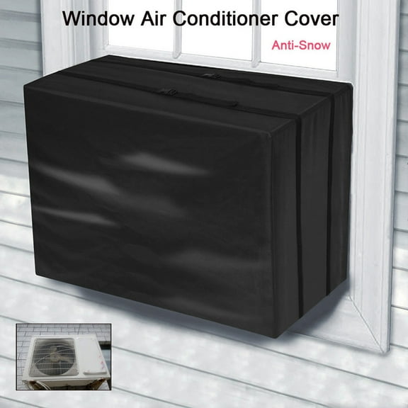 Teissuly Window Air Conditioner Cover Outdoor, Outside Window AC Unit Cover Black Dust-proof Waterproof AC Cover Outdoor Window AC Protection Cover (13.4Wx16.5Dx12.6H)