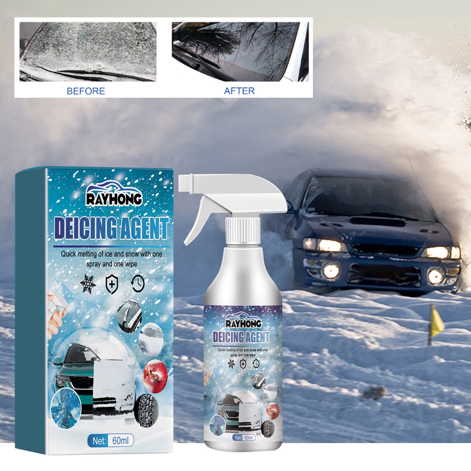 Teissuly Windshield DeIcer, Instantly Melts Ice & Winter Frost for Car