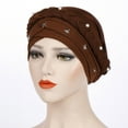 thumbnail image 1 of Teissuly Women Beading Braid India Hat Muslim Ruffle Chemo Beanie Turban Wrap Cap, 1 of 2