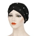 thumbnail image 1 of Teissuly Women Beading Braid India Hat Muslim Ruffle Chemo Beanie Turban Wrap Cap, 1 of 2