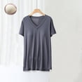 thumbnail image 1 of Teissuly Women Blouse Plain Casual Fashion V-Neck Regular Short Sleeve Pajama Tops, 1 of 4