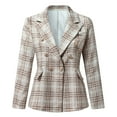 thumbnail image 1 of Teissuly Women Business Attire Printed Long Sleeve Suit Collar Slimming Cardigan Double Breasted Suit Coat Tops Jacket, 1 of 5