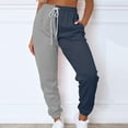 thumbnail image 1 of Teissuly Women Casual Patchwork Trousers High Waist Drawstring With Multi-Pockets Corset Long Pants, 1 of 7