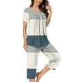 thumbnail image 1 of Teissuly Women Casual Round Neck Short Sleeve Blouse Fashion Pants Pajamas Suit, 1 of 5