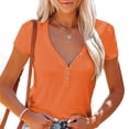 thumbnail image 1 of Teissuly Women Casual Short Sleeve Flared Sleeves V-Neck Solid Loose T-Shirt Blouse Tops, 1 of 9