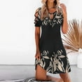 thumbnail image 1 of Teissuly Women Casual Slimming Draw Back Printed Short Sleeves Cold Shoulder Dress, 1 of 5