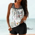 thumbnail image 1 of Teissuly Women Conservative Stripe Print Strappy Back Set Two Piece Swimsuits Swimdress, 1 of 6