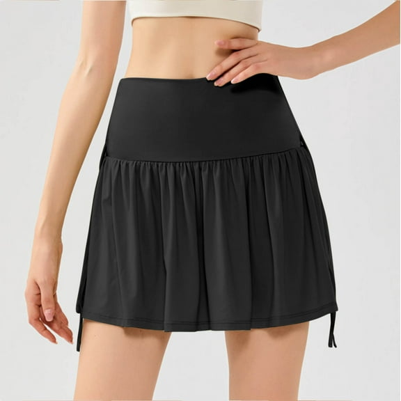 Teissuly Women Fake Two Piece Sports Skirt Fitness Running Casual Loose Breathable Quick Dried Yoga Culottes