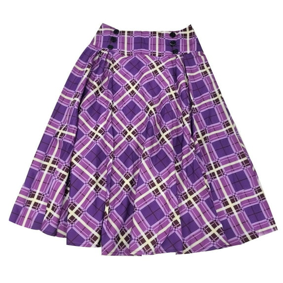 Teissuly Women Fashion Casual Plaid SkirtWith Pockets Vintage High Waist Pleated Skirt