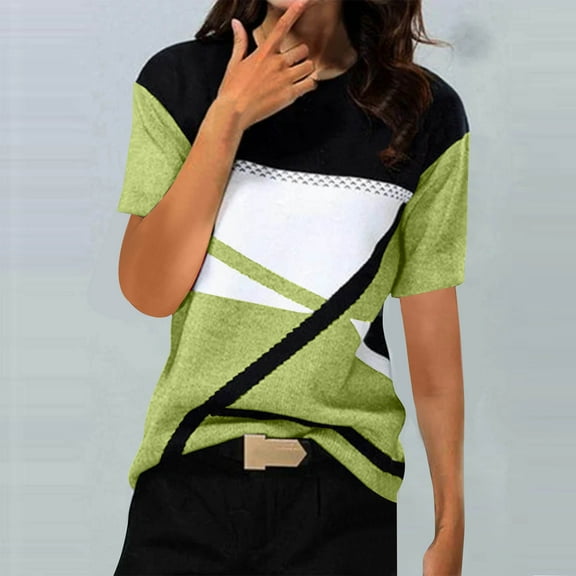 Teissuly Women Fashion Casual Printed Short Sleeve Round-Neck Pullover Blouse T-shirt Tops