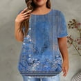thumbnail image 1 of Teissuly Women Fashion Casual Printing Shirts Short Sleeve Loose Plus Size Tee Tops Round Neck Tunic Blouse, 1 of 6