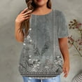 thumbnail image 1 of Teissuly Women Fashion Casual Printing Shirts Short Sleeve Loose Plus Size Tee Tops Round Neck Tunic Blouse, 1 of 6