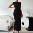 thumbnail image 1 of Teissuly Women Fashion Summer Floral Round Neck Sleeveless Pleats Split Back Waist Dresses, 1 of 9