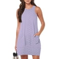 thumbnail image 1 of Teissuly Women Fashion Summer Solid Color Sleeveless Round Neck Pocket Dress, 1 of 7