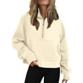 thumbnail image 1 of Teissuly Women Half Zip Cropped Hoodies Fleece Quarter Zip Up Pullover Sweatshirts Winter Clothes 2023 Outfits Sweater Coat, 1 of 6