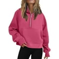 thumbnail image 1 of Teissuly Women Half Zip Cropped Hoodies Fleece Quarter Zip Up Pullover Sweatshirts Winter Clothes 2023 Outfits Sweater Coat, 1 of 6