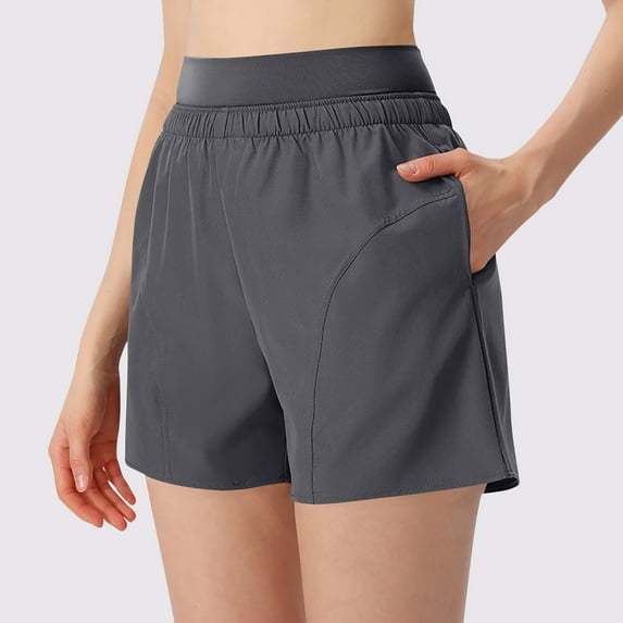 Teissuly Women'S Solid Color Casual Drawstring Sports Shorts With Pocket