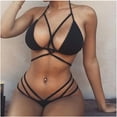 thumbnail image 1 of Teissuly Women Sexy Solid With Chest Pads Without Steel Support Seaside Beach Swim Bikinis Set, 1 of 5