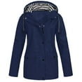 thumbnail image 1 of Teissuly Women Solid Rain Jacket Outdoor Plus Size Hooded Raincoat Windproof, 1 of 3