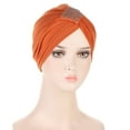 thumbnail image 1 of Teissuly Women Solid Rhinestone India Muslim Ruffle Chemo Hat Wraps Turbans Beanie Cap Headwraps, 1 of 2
