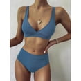 thumbnail image 1 of Teissuly Women Striped Push Up High Cut Hight Waist Bikini Set Two Piece Swimsuit, 1 of 9
