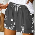 thumbnail image 1 of Teissuly Women Summer Illustration Lace Up Elastic Pocket Casual Shorts, 1 of 5