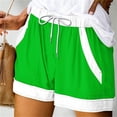 thumbnail image 1 of Teissuly Women Summer Illustration Lace Up Elastic Pocket Casual Shorts, 1 of 5