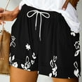 thumbnail image 1 of Teissuly Women Summer Illustration Lace Up Elastic Pocket Casual Shorts, 1 of 5