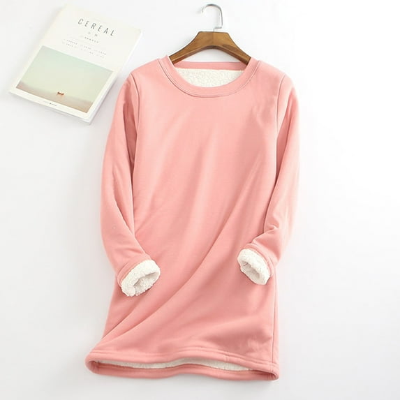 Teissuly Women Thick Fleece Sweatshirt Winter Velvet Warm Underwear Top
