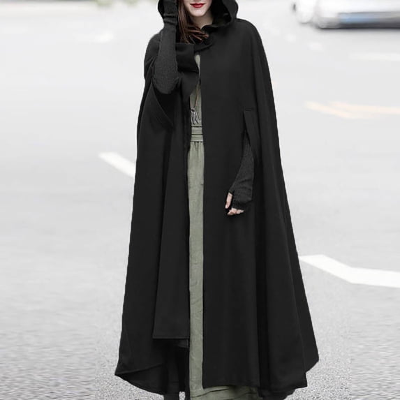 Teissuly Women Trench Coat Open Front Cardigan Jacket Coat Cape Cloak Plus